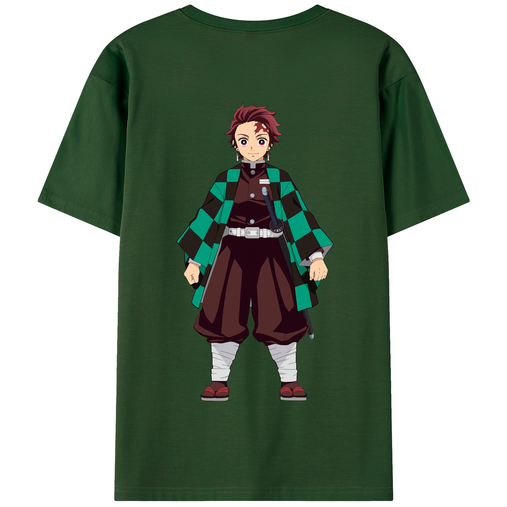 （画像用） 鬼滅の刃 竈門 炭治郎／かまど たんじろう Kamado Tanjirou 綿100％半袖Tシャツ（背面プリント）